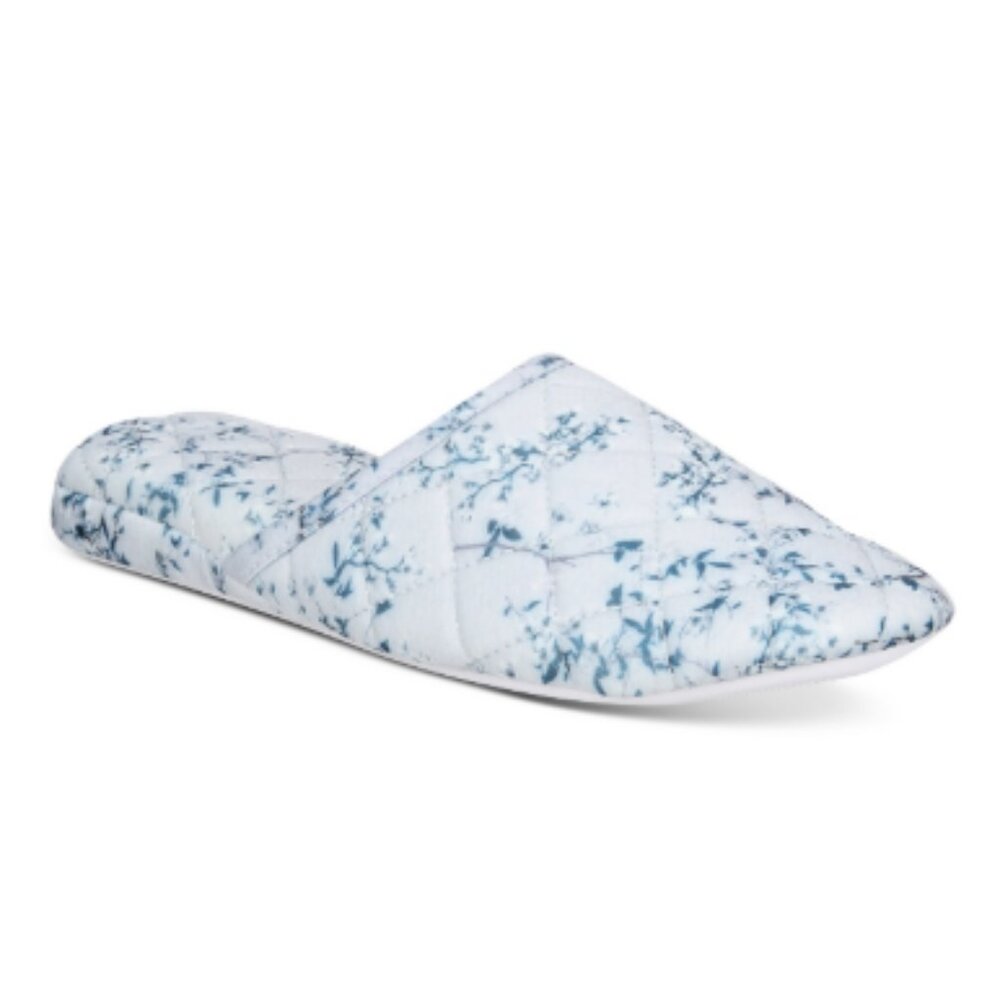 NWT Charter Club Printed Quilted Slide Slippers Cherry Blossom